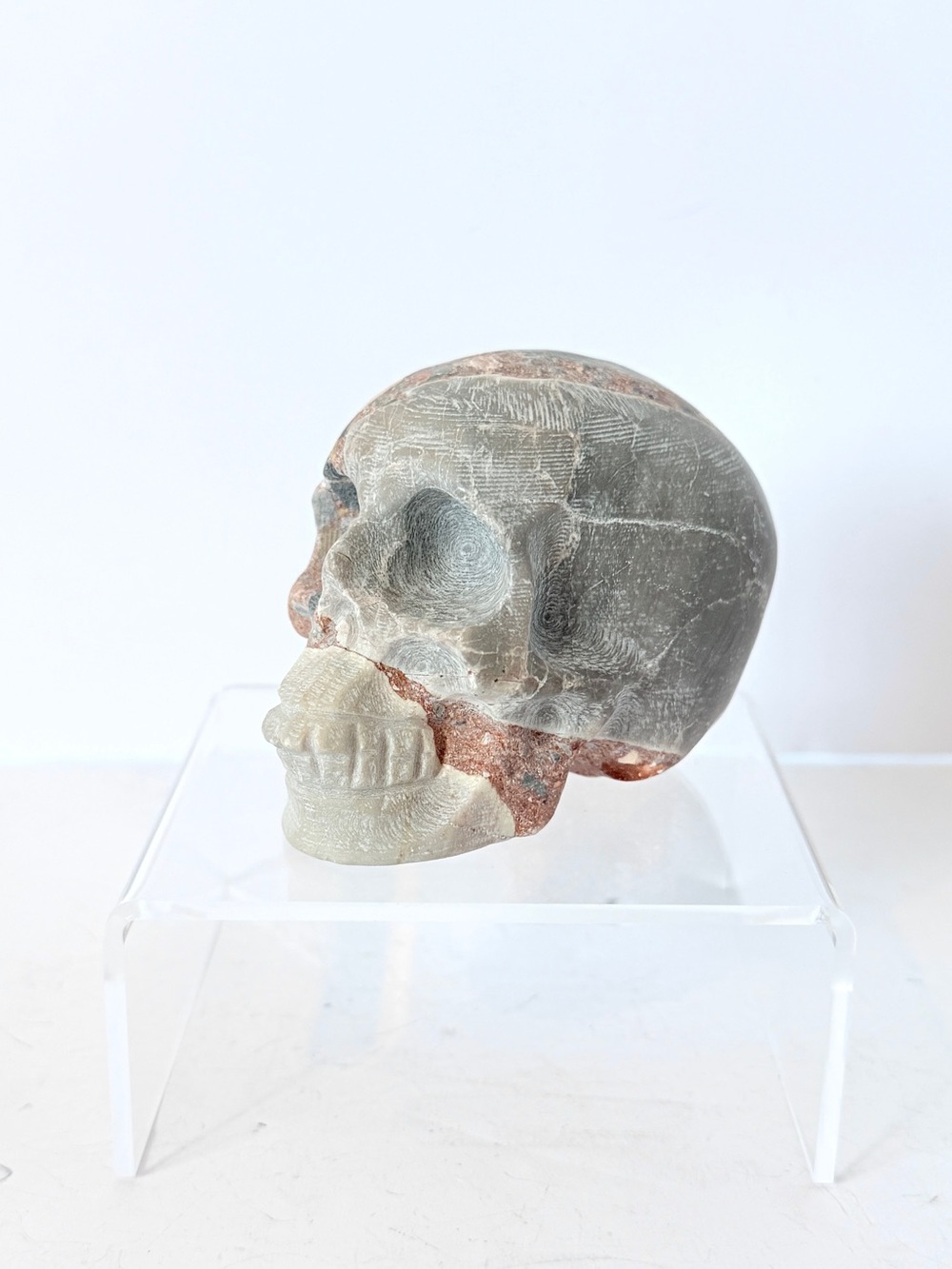 Australian Brecciated Chert Crystal Skull Carving Carved Stone Sculpture 294g - Picture 2 of 15